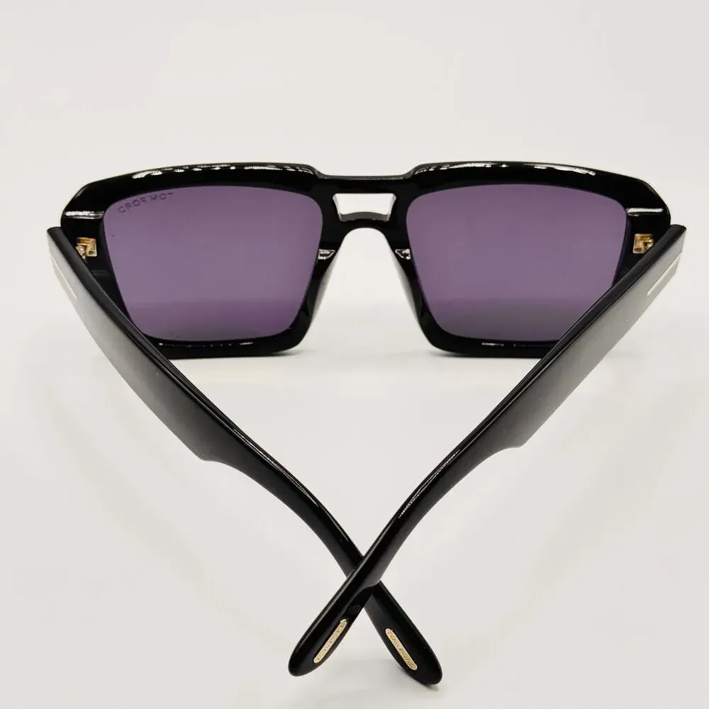 Tom Ford Sunglasses Redford TF1153 01A Shiny Black Pilot Frame Gray Lens 56mm
